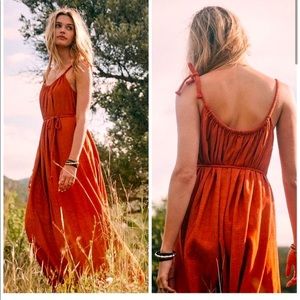 Sezane Artemia Burnt Orange and Gold Maxi Dress Size FR 34 / US 2